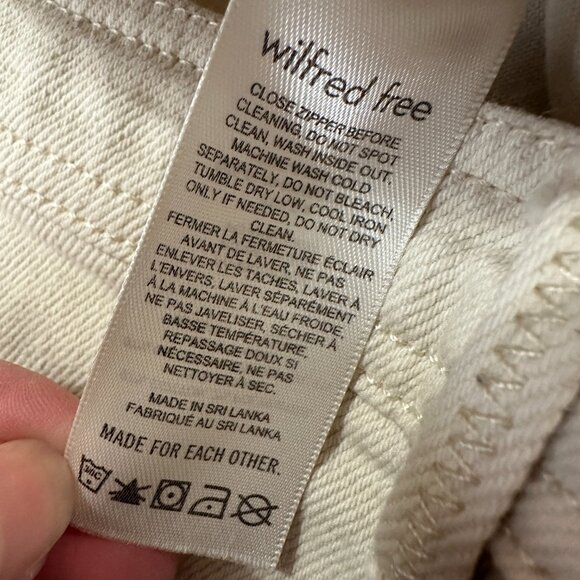 Wilfred Free High Rise Patch Pocket Wide Leg Jeans Cream 10 Women's - Picture 6 of 11